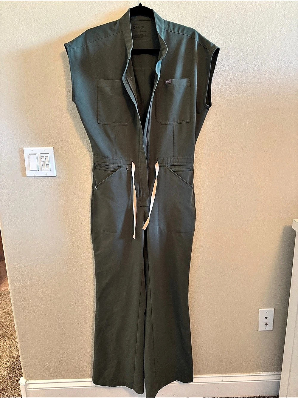 FIGS Rafaela Wide-Leg ScrubJumpsuit Green